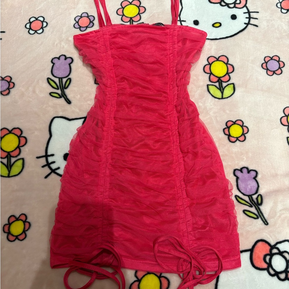 Pink Ruched Fashion Nova dress